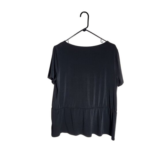 George Womens Black Short Sleeve Surplice Top Size L 12-14 - Picture 2 of 4